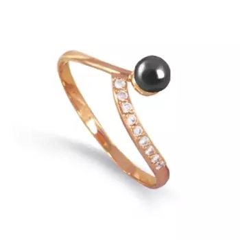 Кольцо с жемчугом и фианитами Линии Любви