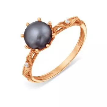 Кольцо с жемчугом и фианитами Линии Любви