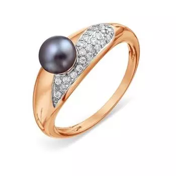 Кольцо с жемчугом и фианитами Линии Любви
