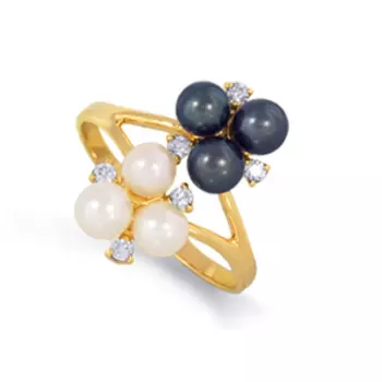 Кольцо с жемчугом и фианитами Линии Любви