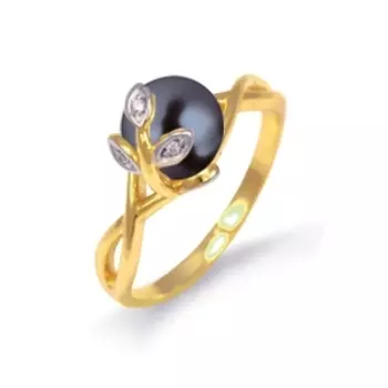 Кольцо с жемчугом и фианитами Линии Любви