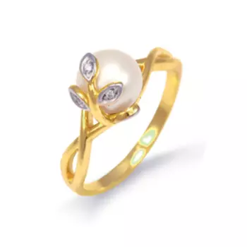 Кольцо с жемчугом и фианитами Линии Любви