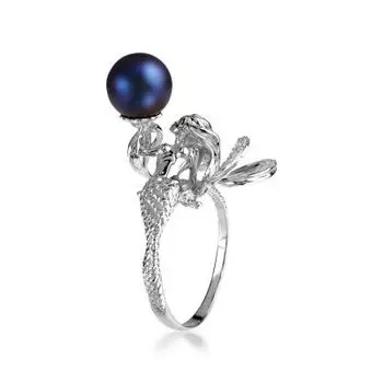 Кольцо с жемчугом и фианитами Линии Любви