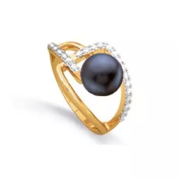 Кольцо с жемчугом и фианитами Линии Любви