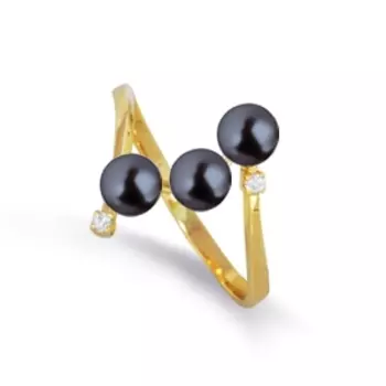 Кольцо с жемчугом и фианитами Линии Любви