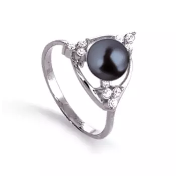 Кольцо с жемчугом и фианитами Линии Любви