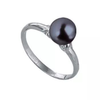 Кольцо с жемчугом и фианитами Линии Любви