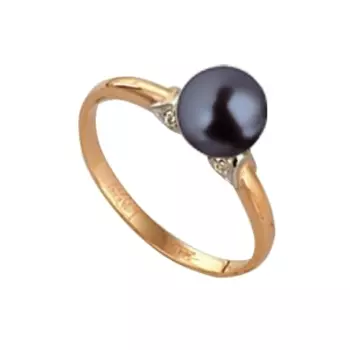 Кольцо с жемчугом и фианитами Линии Любви