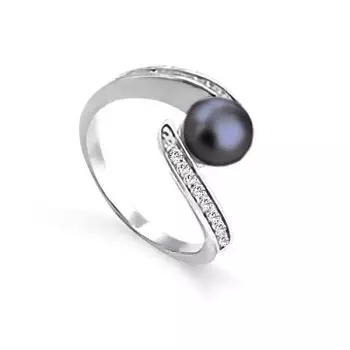 Кольцо с жемчугом и фианитами Линии Любви