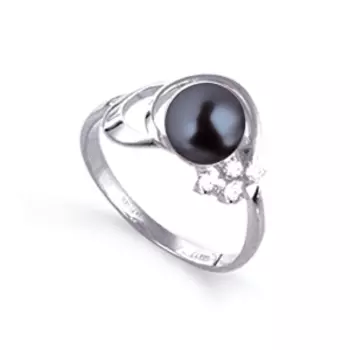 Кольцо с жемчугом и фианитами Линии Любви