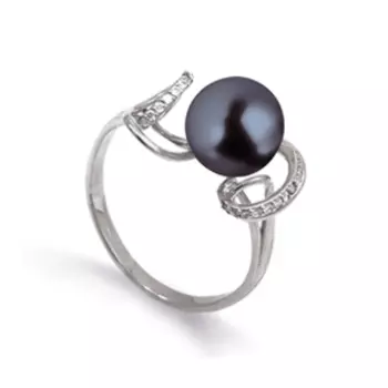 Кольцо с жемчугом и фианитами Линии Любви