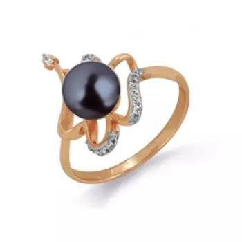 Кольцо с жемчугом и фианитами Линии Любви