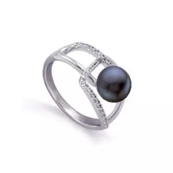 Кольцо с жемчугом и фианитами Линии Любви