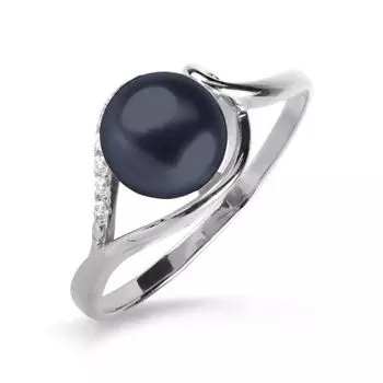 Кольцо с жемчугом и фианитами Линии Любви