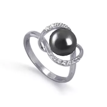 Кольцо с жемчугом и фианитами Линии Любви