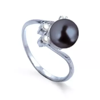 Кольцо с жемчугом и фианитами Линии Любви
