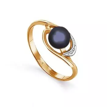 Кольцо с жемчугом и фианитами Линии Любви