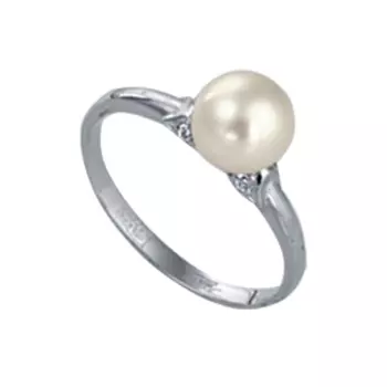 Кольцо с жемчугом и фианитами Линии Любви