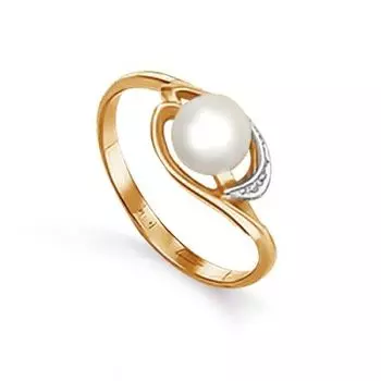 Кольцо с жемчугом и фианитами Линии Любви