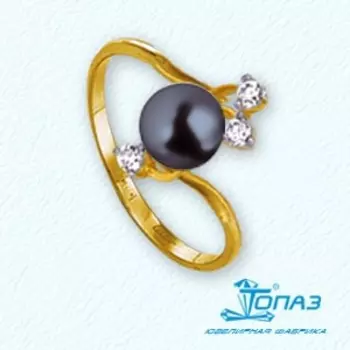 Кольцо с жемчугом и фианитами Линии Любви