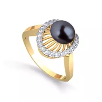 Кольцо с жемчугом и фианитами Линии Любви