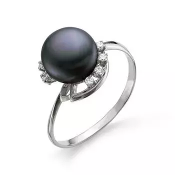 Кольцо с жемчугом и фианитами Линии Любви