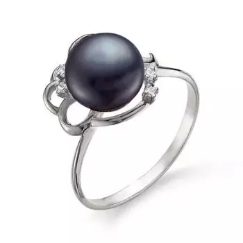 Кольцо с жемчугом и фианитами Линии Любви