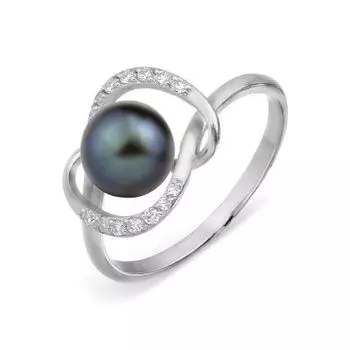Кольцо с жемчугом и фианитами Линии Любви