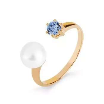 Кольцо с жемчугом и фианитом Линии Любви