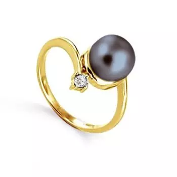 Кольцо с жемчугом и фианитом Линии Любви