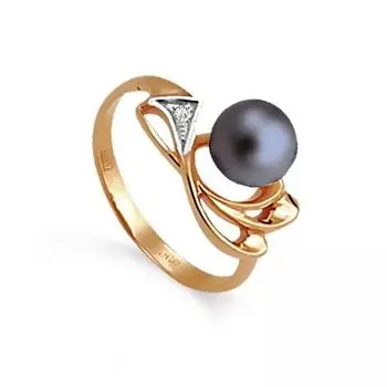 Кольцо с жемчугом и фианитом Линии Любви