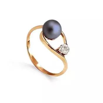 Кольцо с жемчугом и фианитом Линии Любви