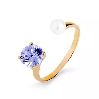 Кольцо с жемчугом и фианитом Линии Любви