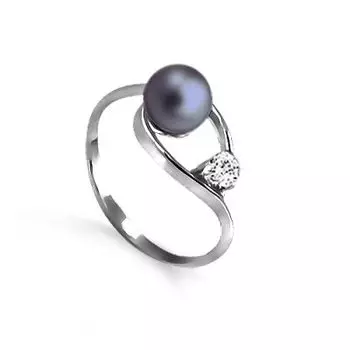 Кольцо с жемчугом и фианитом Линии Любви