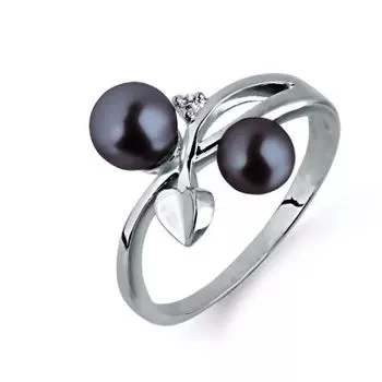 Кольцо с жемчугом и фианитом Линии Любви