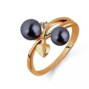 Кольцо с жемчугом и фианитом Линии Любви