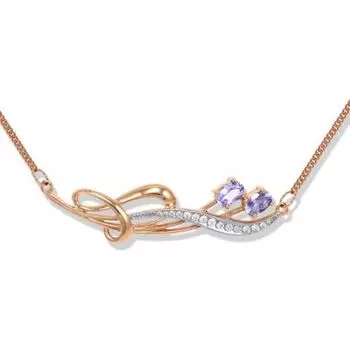 Колье с аметистами и фианитами Линии Любви
