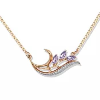 Колье с аметистами и фианитами Линии Любви