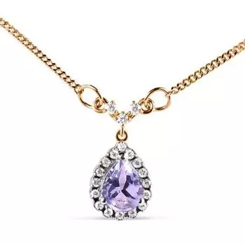 Колье с аметистом и фианитами Линии Любви