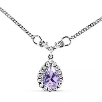 Колье с аметистом и фианитами Линии Любви