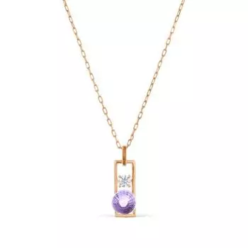 Колье с аметистом и фианитами Линии Любви