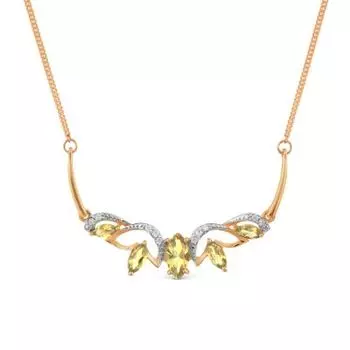 Колье с цитринами и фианитами Линии Любви