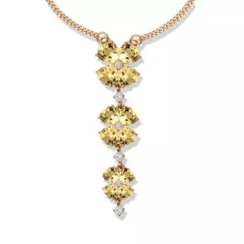 Колье с цитринами и фианитами Линии Любви