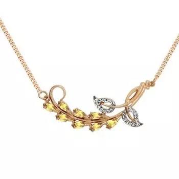 Колье с цитринами и фианитами Линии Любви