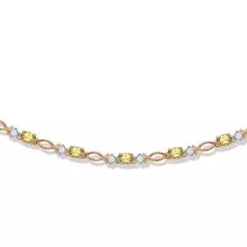 Колье с цитринами и фианитами Линии Любви