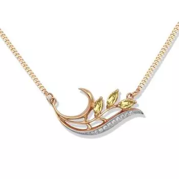 Колье с цитринами и фианитами Линии Любви