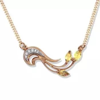 Колье с цитринами и фианитами Линии Любви