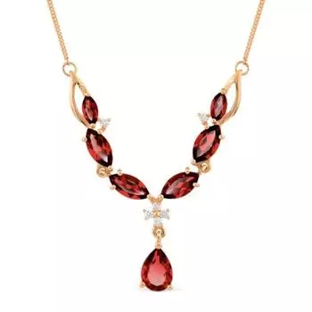 Колье с гранатами и фианитами Линии Любви