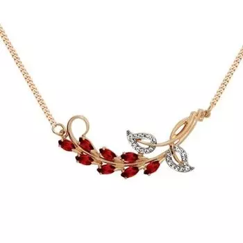 Колье с гранатами и фианитами Линии Любви