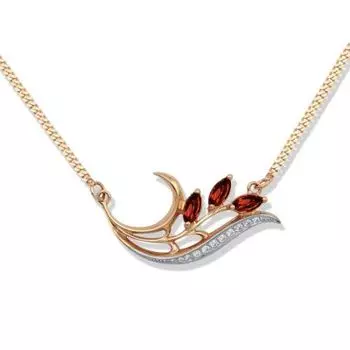 Колье с гранатами и фианитами Линии Любви